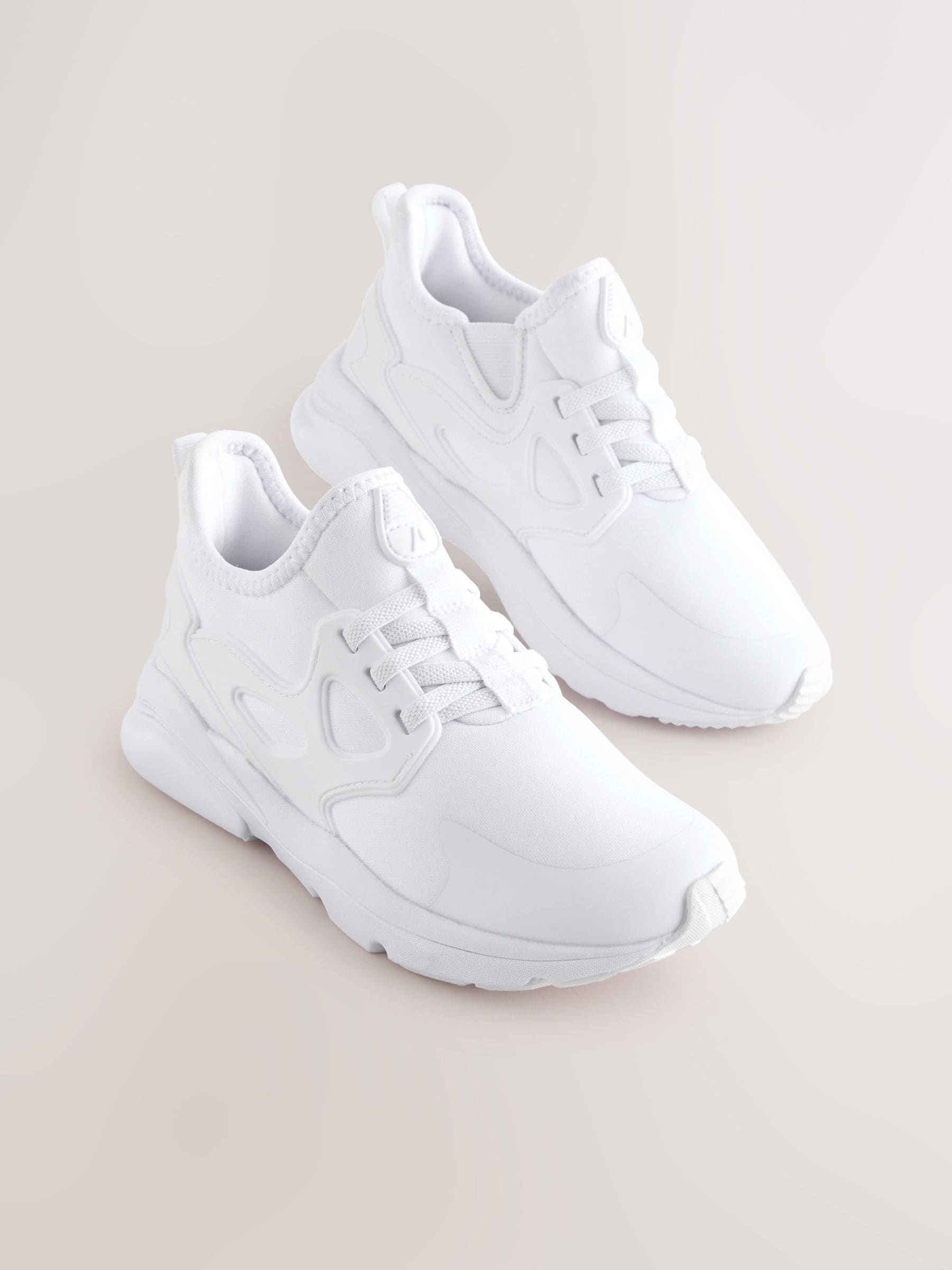 White Standard Fit (F) Elastic Lace Trainers image 1
