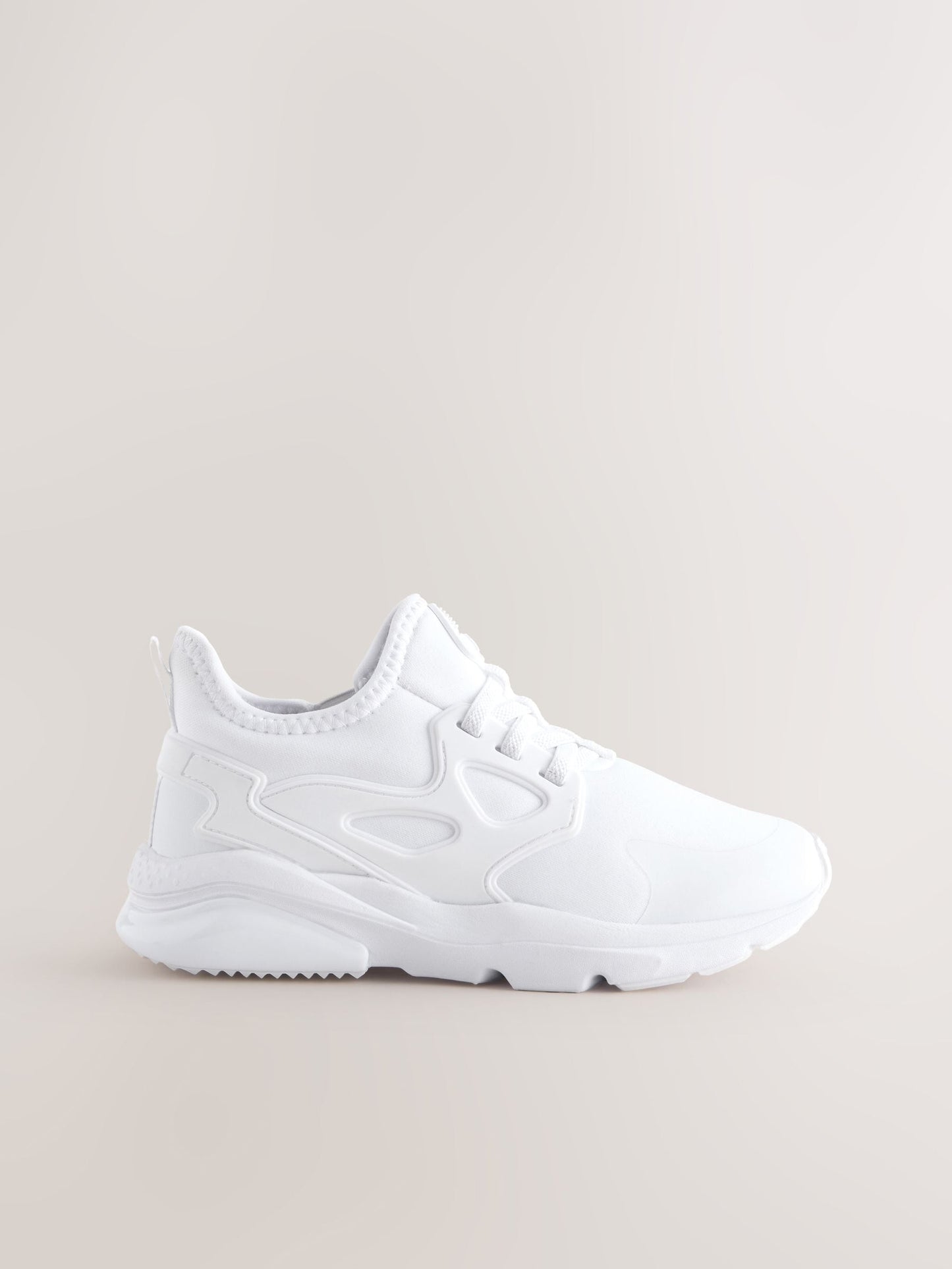 White Standard Fit (F) Elastic Lace Trainers image 2