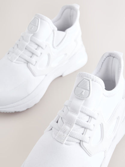 White Standard Fit (F) Elastic Lace Trainers image 3
