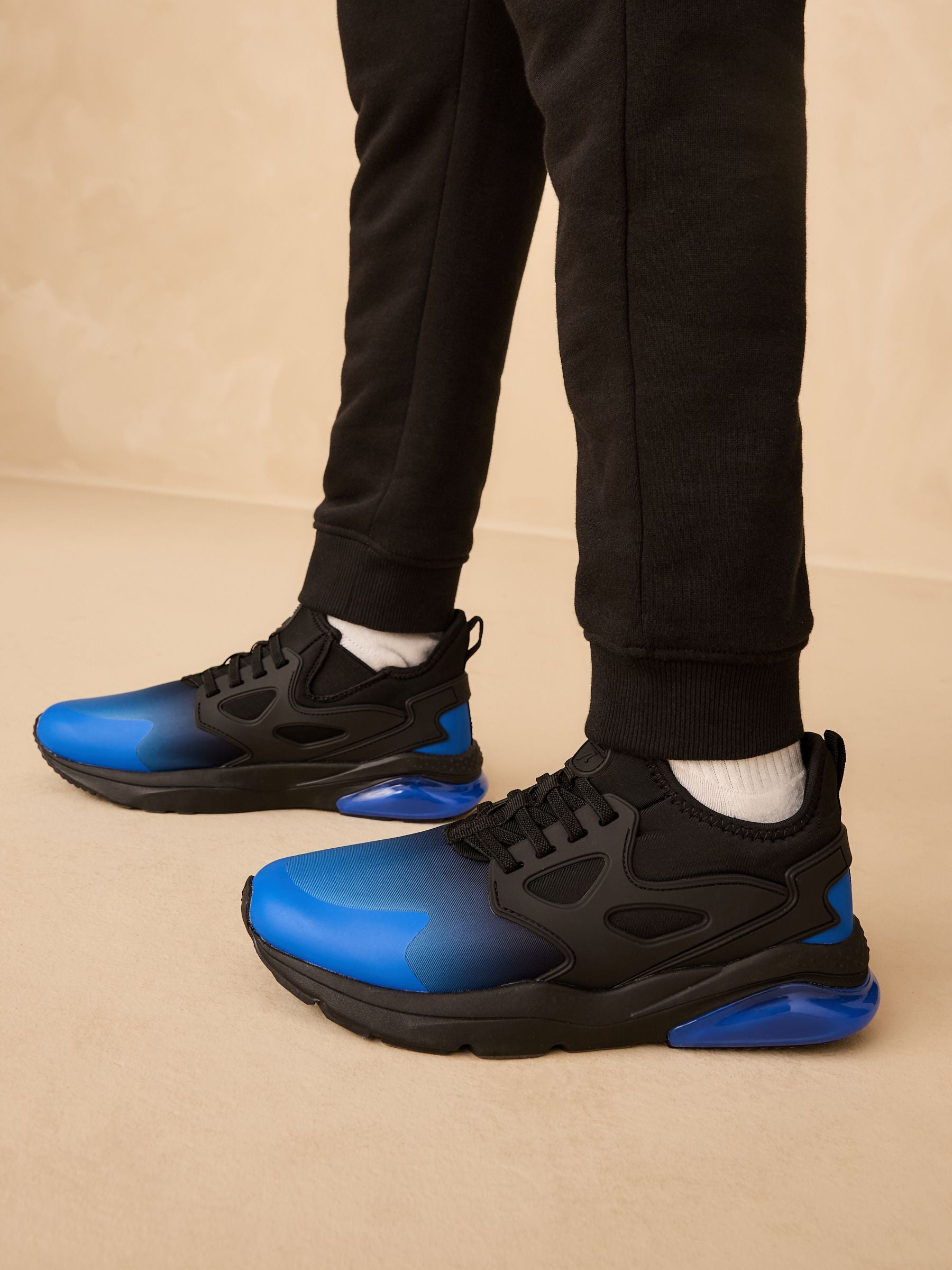 Black Blue Ombre Standard Fit (F) Elastic Lace Trainers image 2