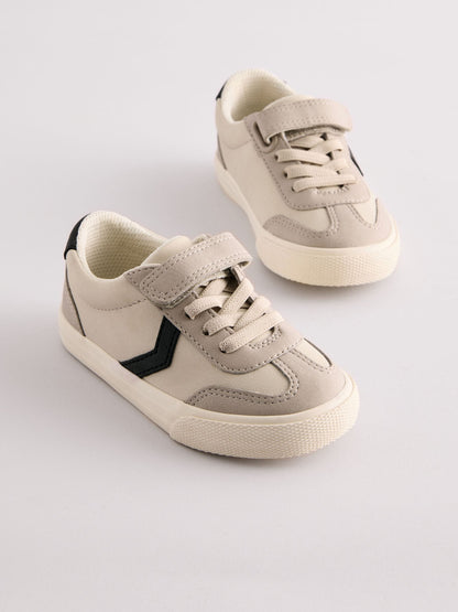 Grey Wide Fit (G) Touch Fastening Elastic Lace Trainers image 2