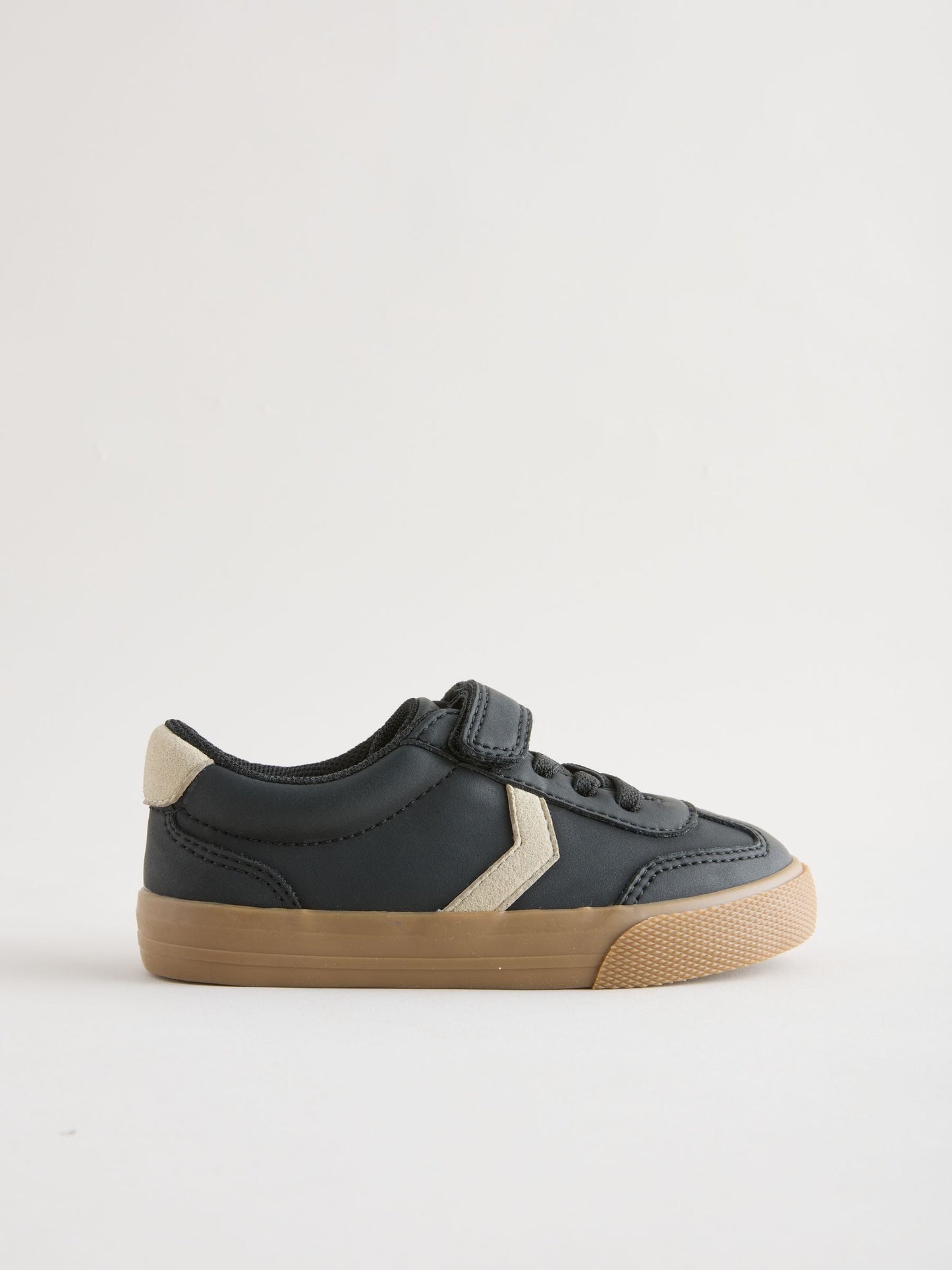 Black Standard Fit (F) Touch Fastening Elastic Lace Trainers image 4
