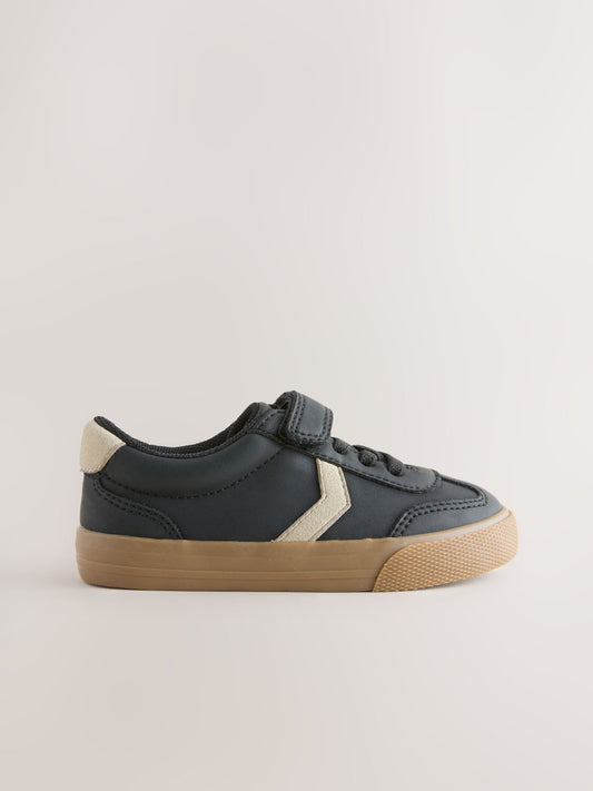 Black Wide Fit (G) Touch Fastening Elastic Lace Trainers image 2