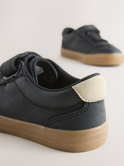 Black Wide Fit (G) Touch Fastening Elastic Lace Trainers image 6