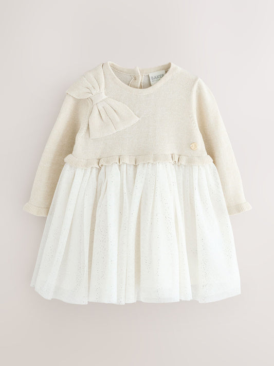 Baker by Ted Baker Knitted Glitter Mesh Mockable Dress