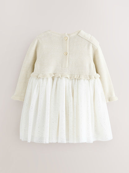 Baker by Ted Baker Knitted Glitter Mesh Mockable Dress