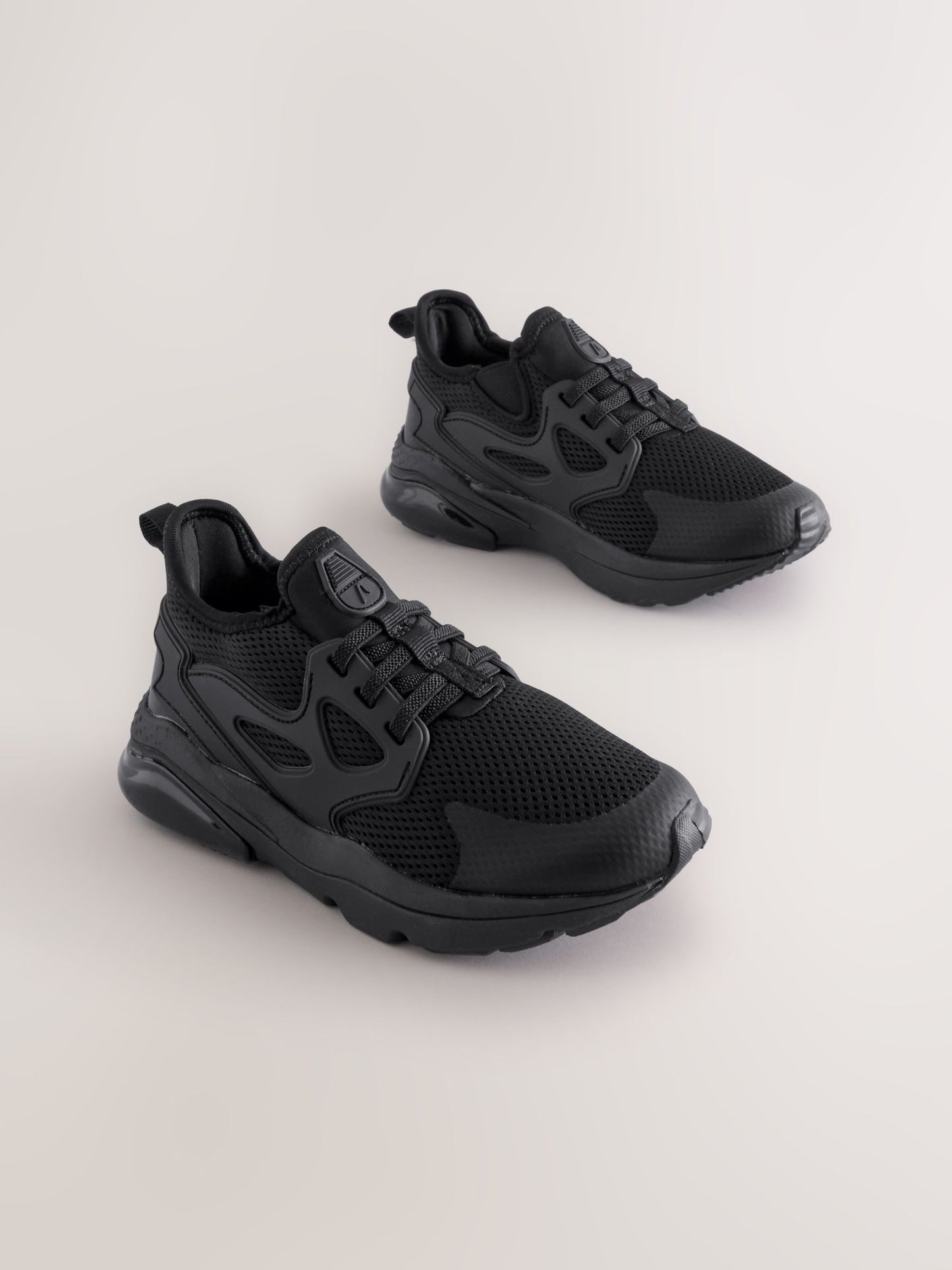 Black Wide Fit (G) Elastic Lace Trainers image 1