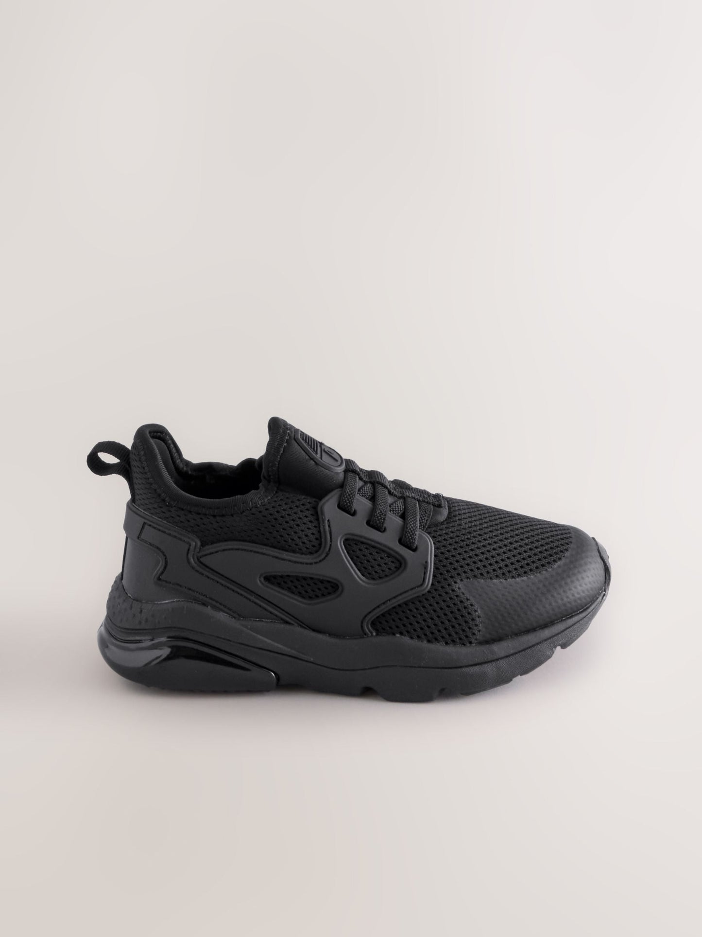 Black Wide Fit (G) Elastic Lace Trainers image 2