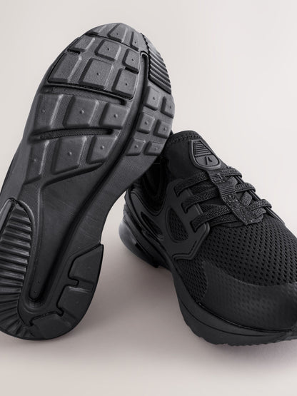 Black Wide Fit (G) Elastic Lace Trainers image 3