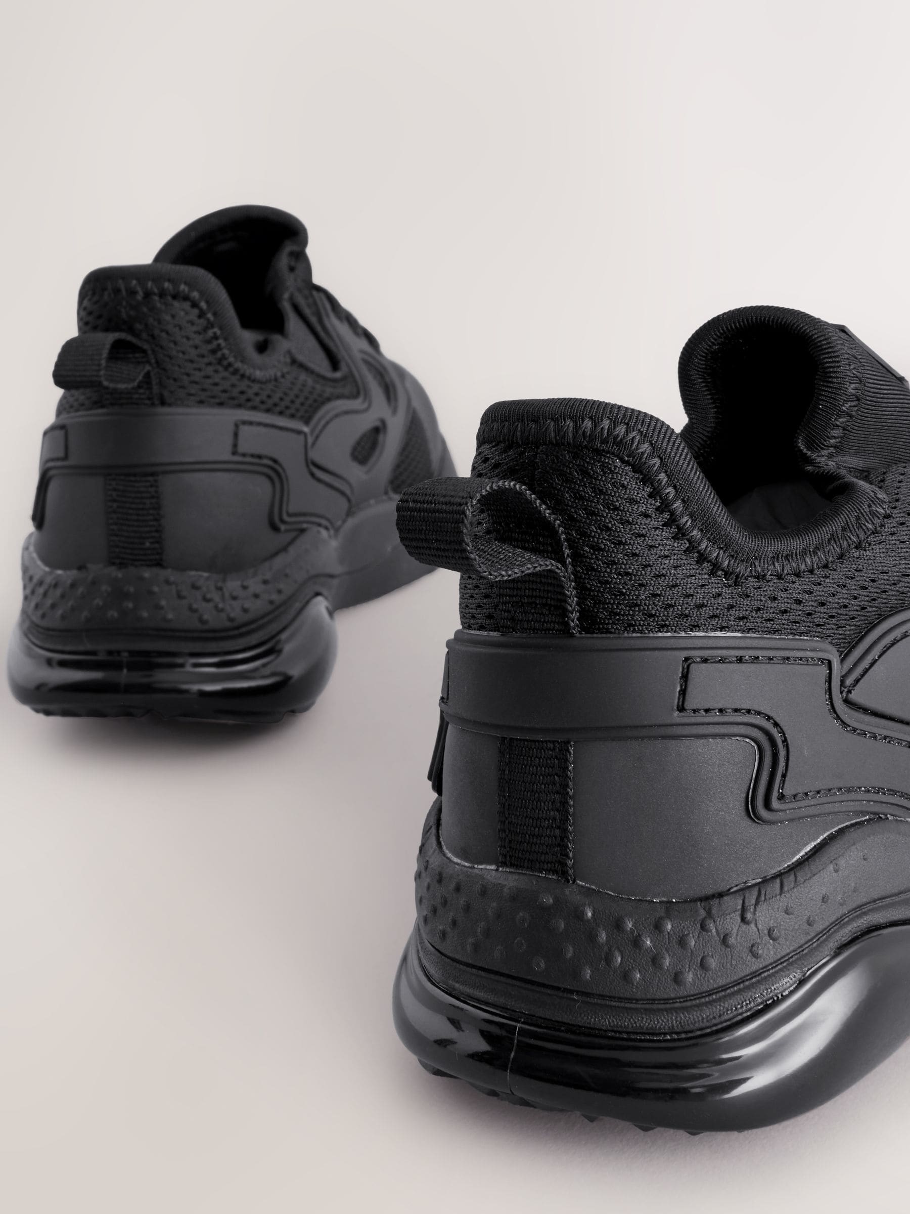Black Wide Fit (G) Elastic Lace Trainers image 5