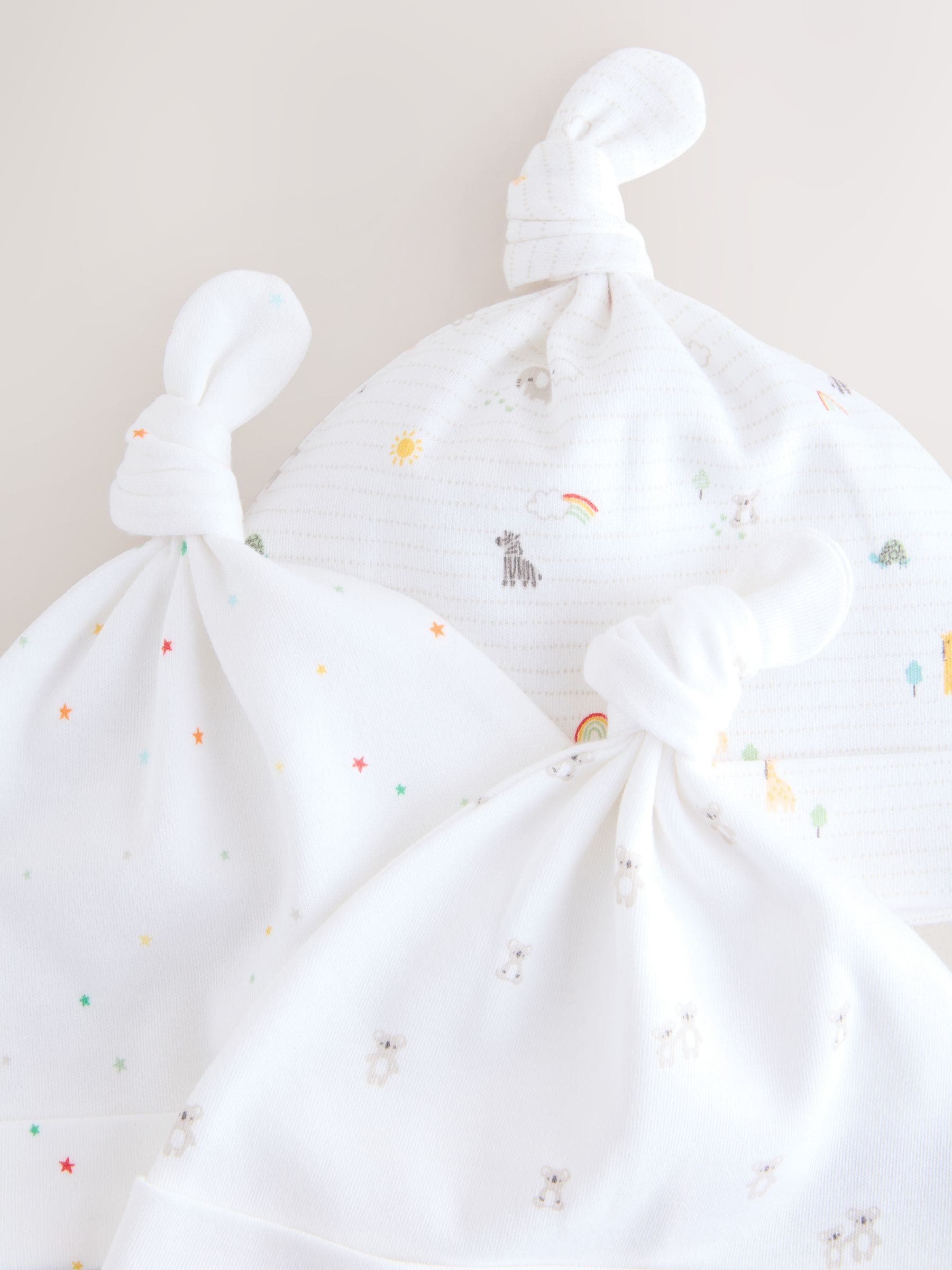 White Baby Tie Top Hats 3 Pack (0-12mths) image 5