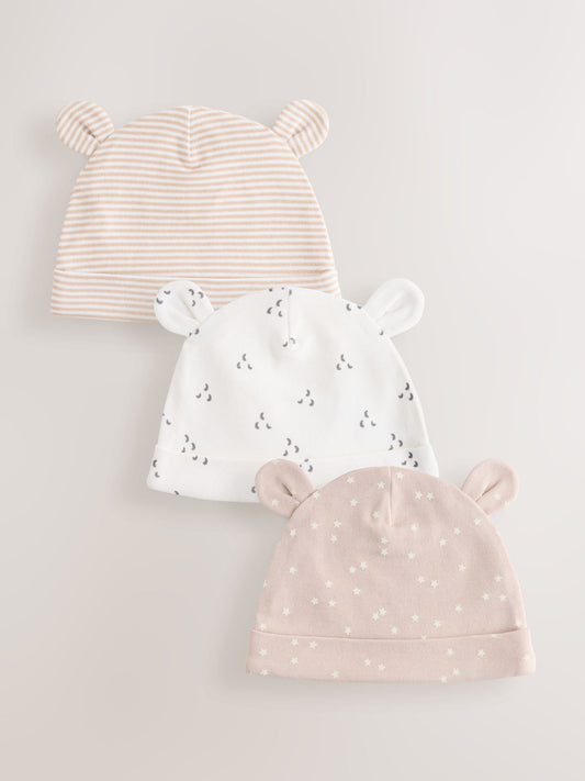 Neutral Baby 100% Cotton Beanie Hats 3 Pack (0-12mths) image 1