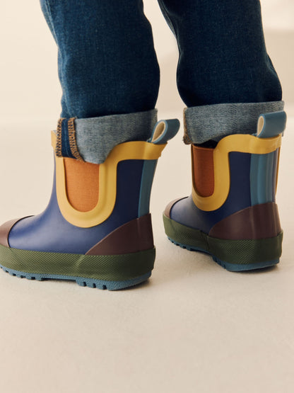 Navy Colourblock Warm Lined Ankle Wellies image 3