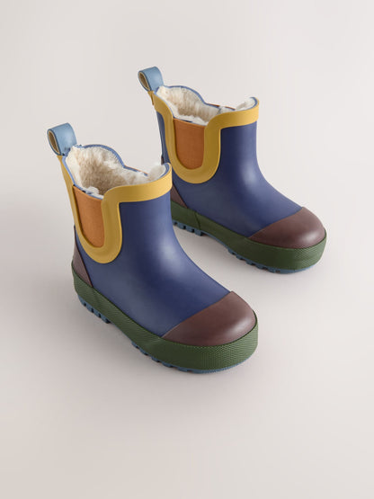 Navy Colourblock Warm Lined Ankle Wellies image 4