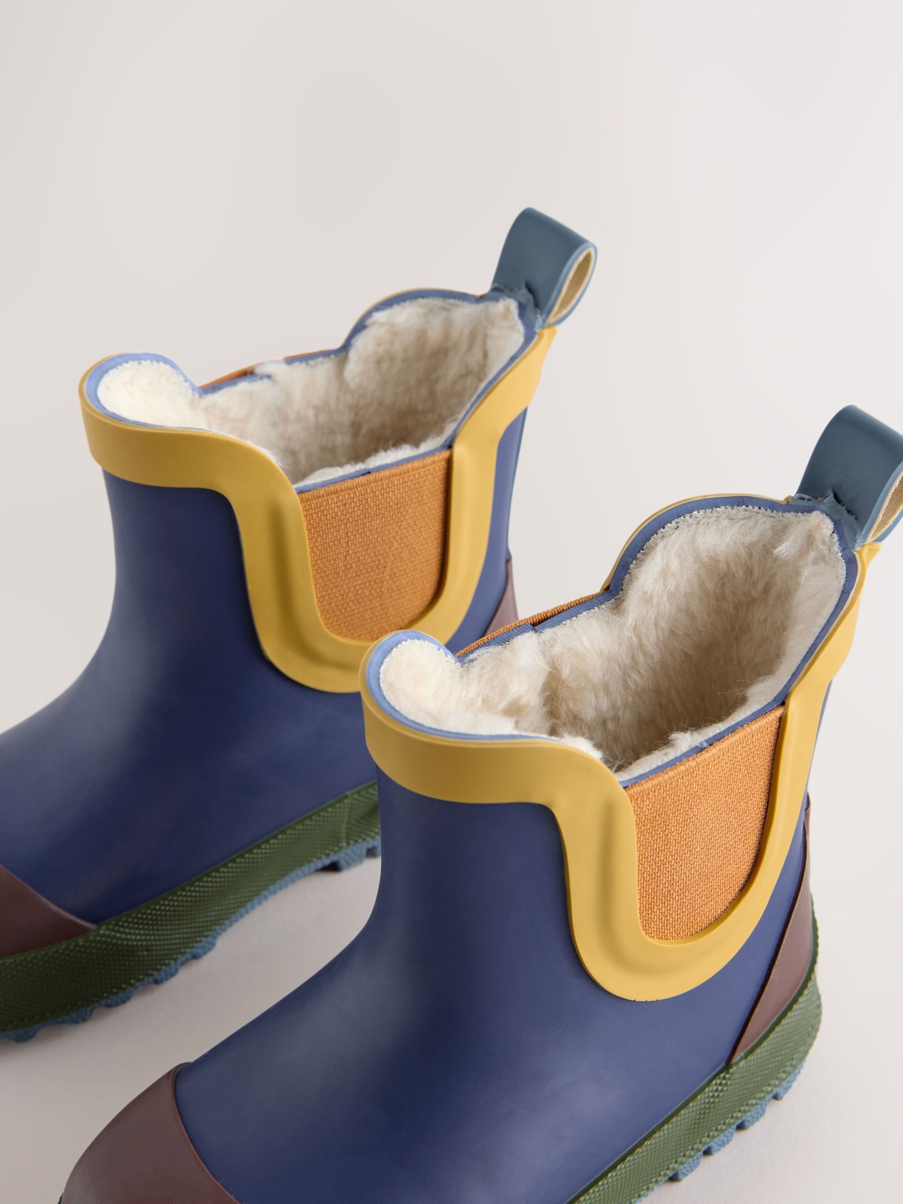 Navy Colourblock Warm Lined Ankle Wellies image 7