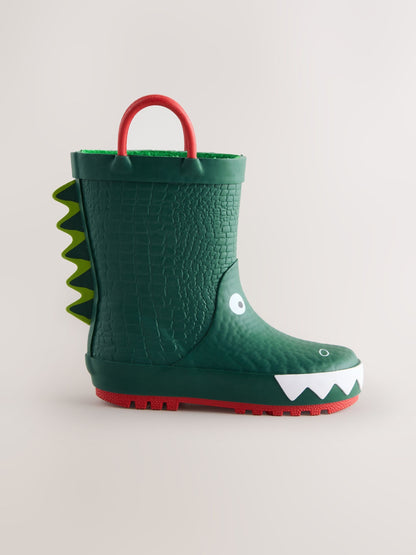 Green Crocodile Handle Pull On Wellies image 3