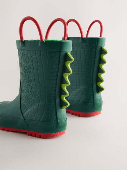 Green Crocodile Handle Pull On Wellies image 4