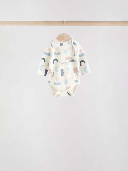 Blue Baby Long Sleeve Bodysuits 5 Pack image 2