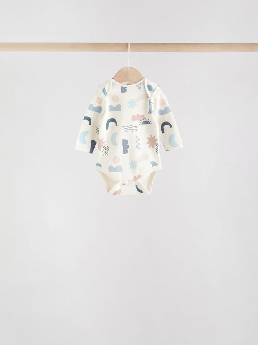Blue Baby Long Sleeve Bodysuits 5 Pack image 2