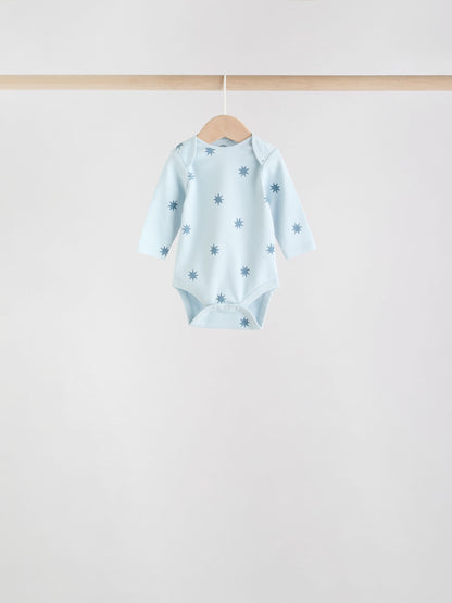 Blue Baby Long Sleeve Bodysuits 5 Pack image 3