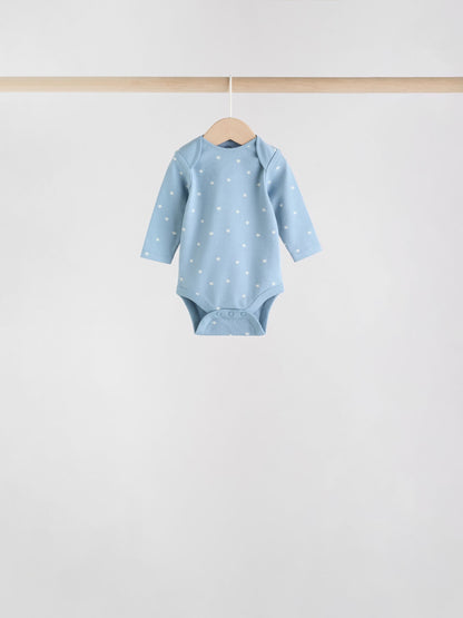 Blue Baby Long Sleeve Bodysuits 5 Pack image 5