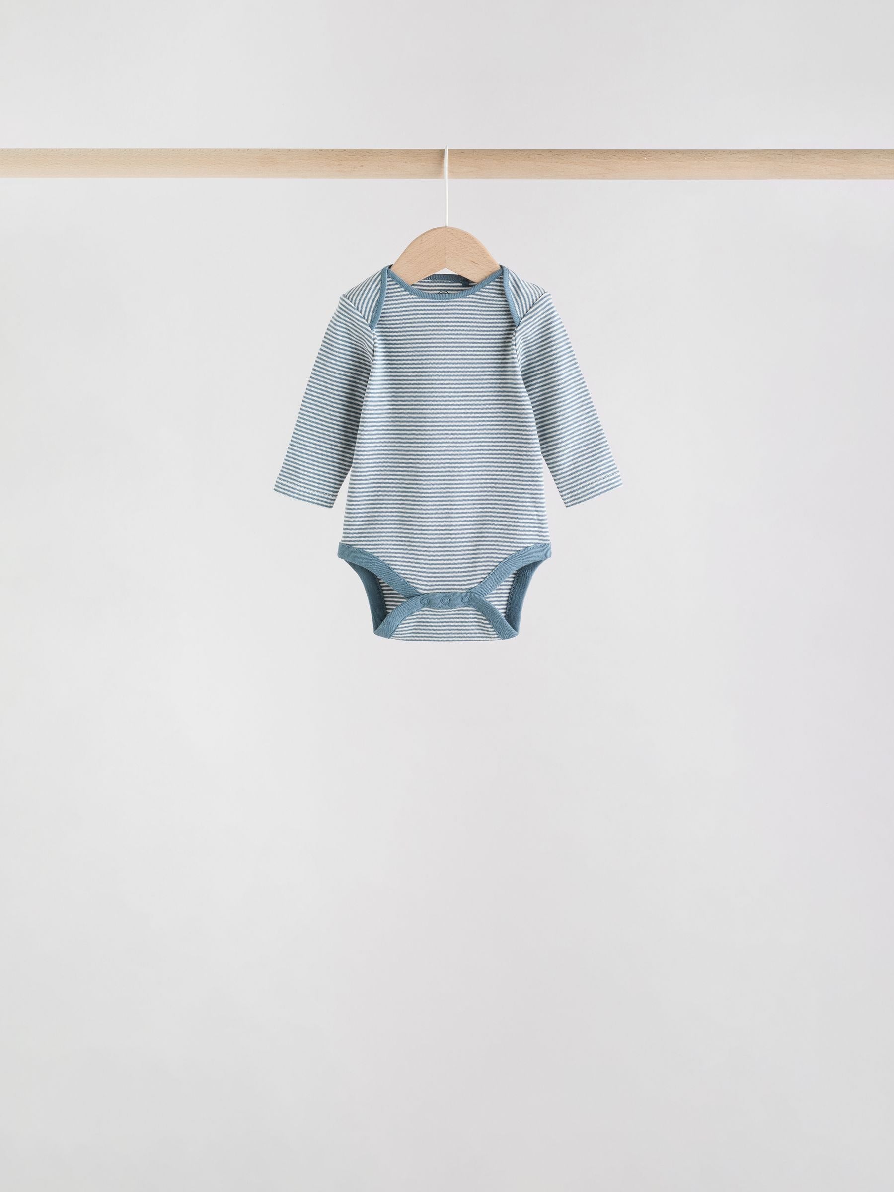 Blue Baby Long Sleeve Bodysuits 5 Pack image 6