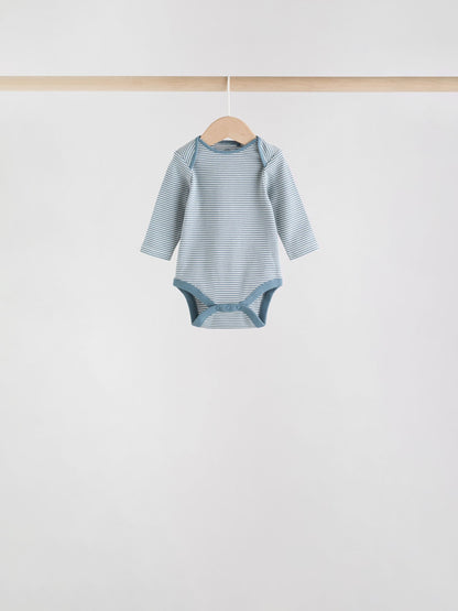 Blue Baby Long Sleeve Bodysuits 5 Pack image 6
