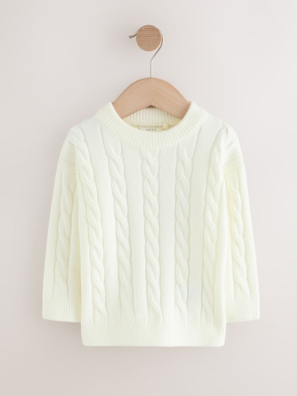 Ecru White Cable Knit Crew Neck Jumper (3mths-7yrs) - image 5
