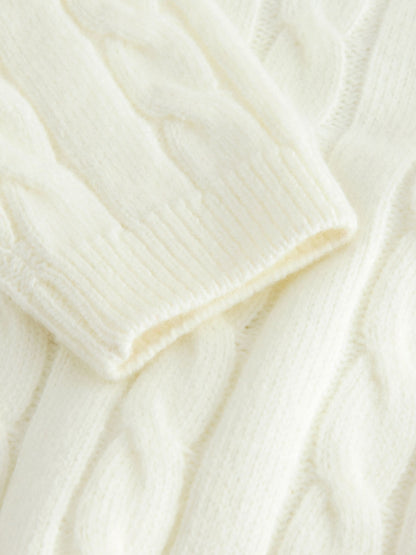 Ecru White Cable Knit Crew Neck Jumper (3mths-7yrs) - image 8