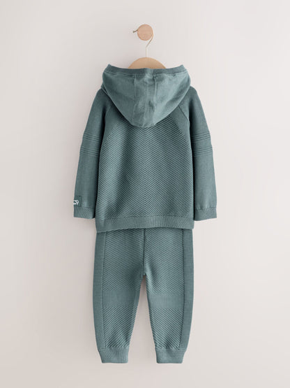 Blue Knitted Hoodie and Jogger Set (3mths-7yrs)