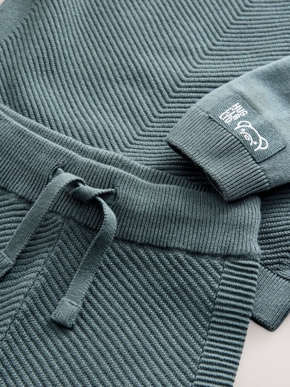 Blue Knitted Hoodie and Jogger Set (3mths-7yrs)