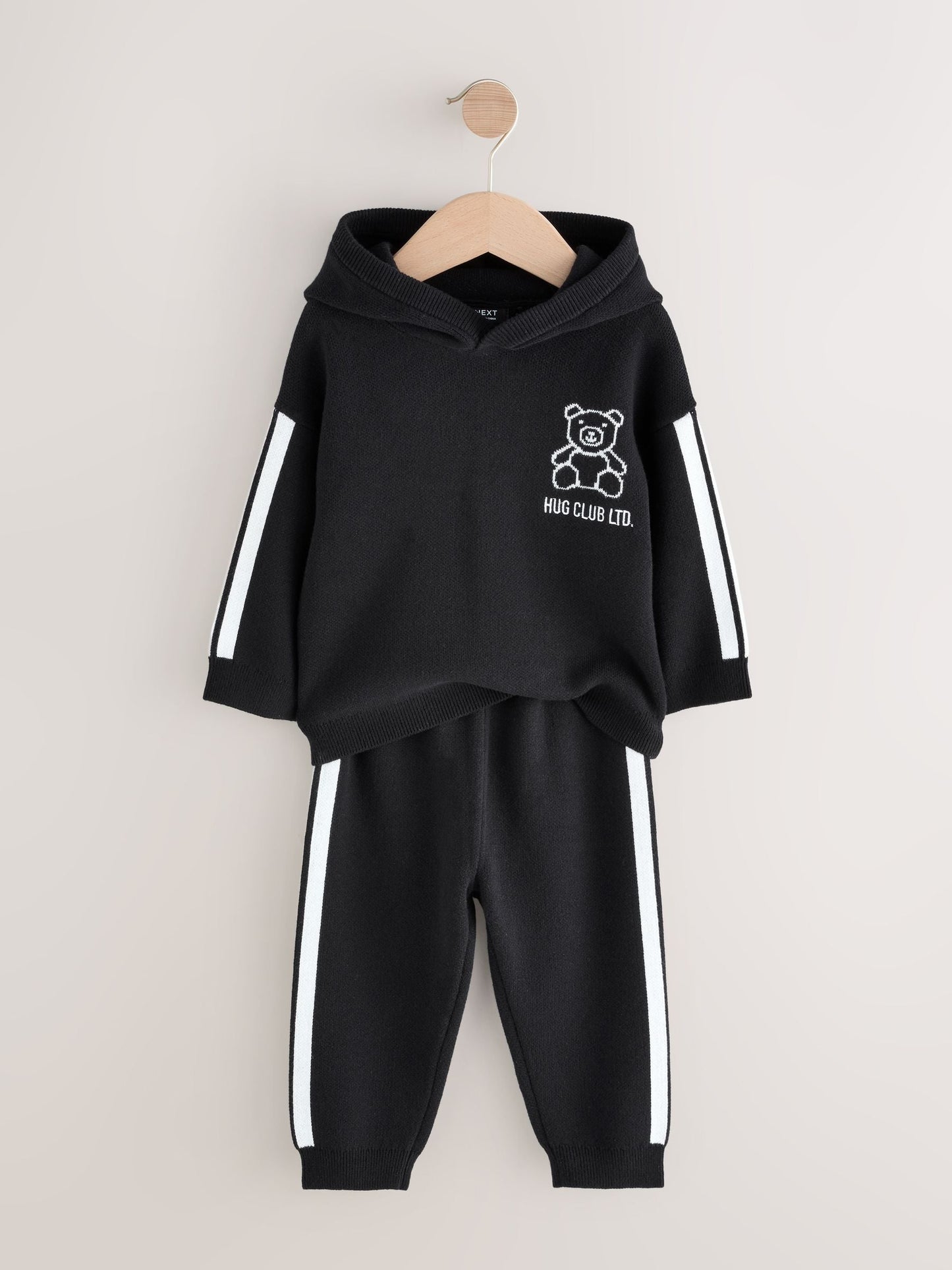 Black/White Bear Knitted Hoodie and Joggers Set (3mths-7yrs)