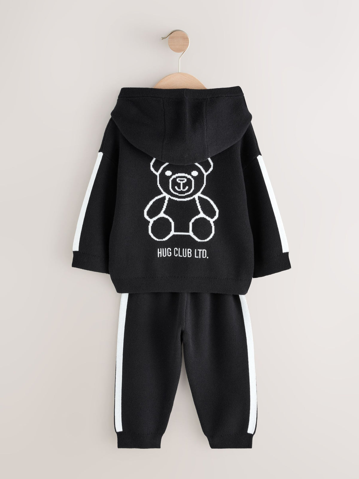 Black/White Bear Knitted Hoodie and Joggers Set (3mths-7yrs) - image 3