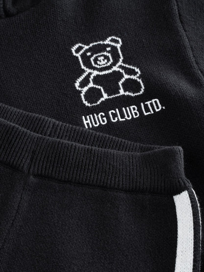 Black/White Bear Knitted Hoodie and Joggers Set (3mths-7yrs)