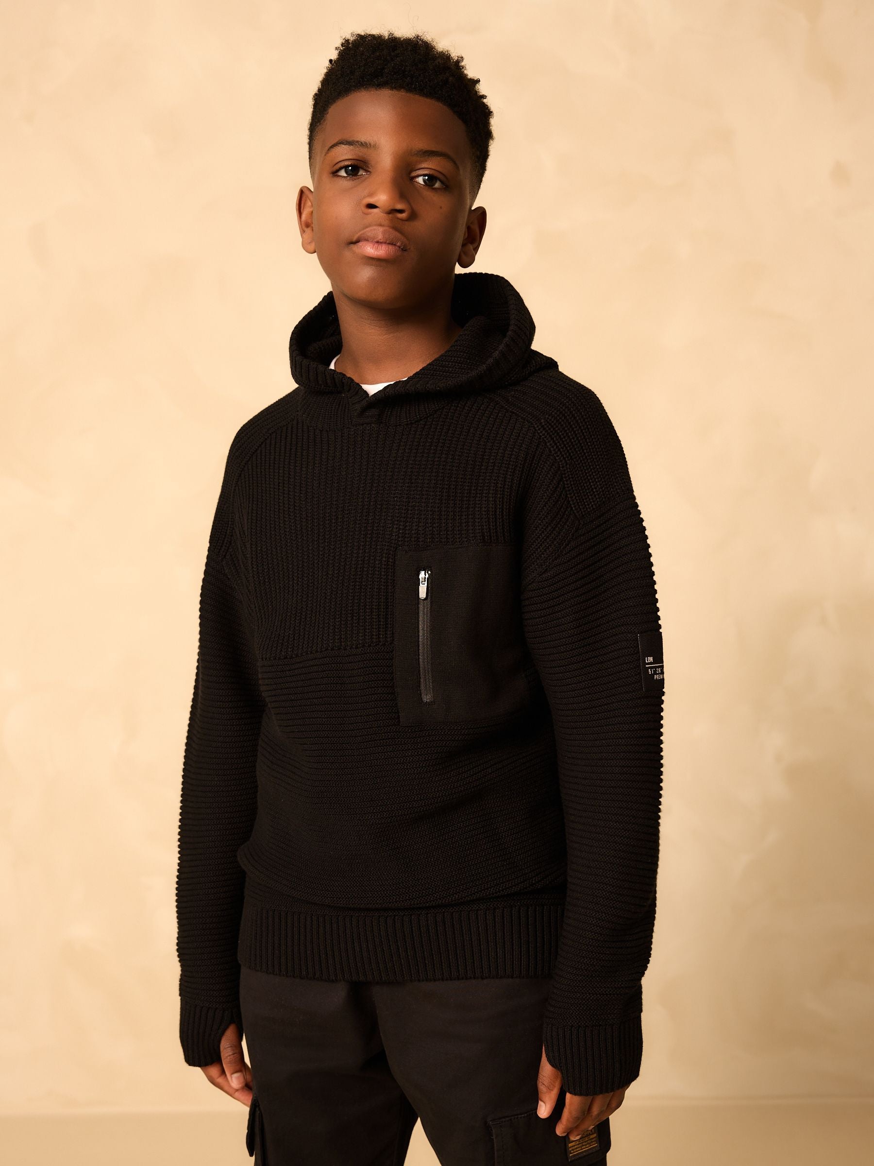 Dsiney Kidz - Black Utility Knitted Hoodie (3-16yrs) image 1
