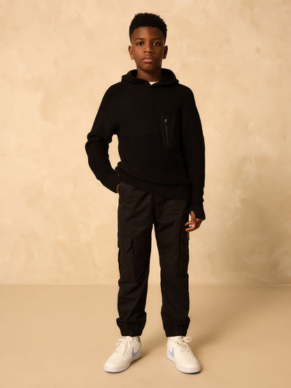 Dsiney Kidz - Black Utility Knitted Hoodie (3-16yrs) image 2