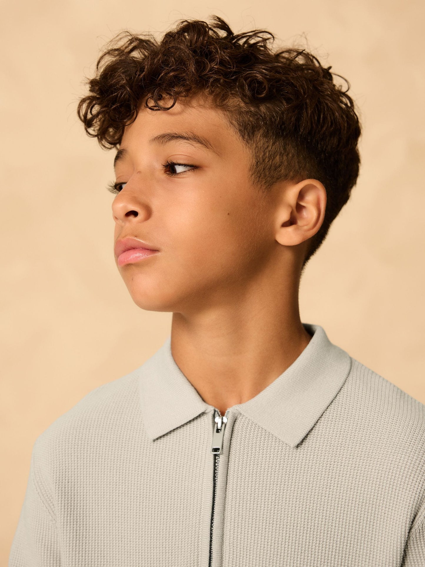 Dsiney Kidz - Grey Long Sleeve Zip Neck Knitted Polo Shirt (3-16yrs) image 4