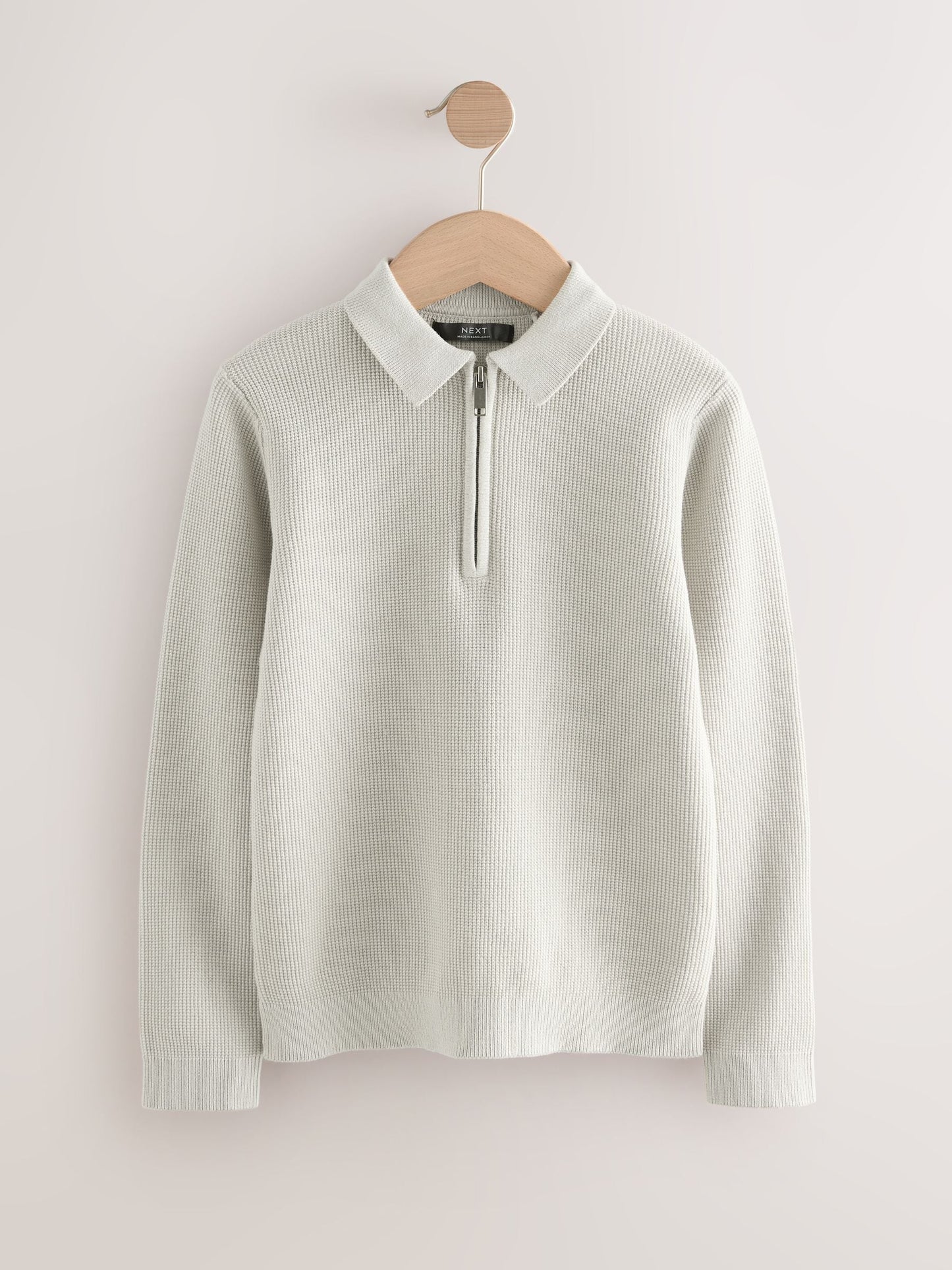 Dsiney Kidz - Grey Long Sleeve Zip Neck Knitted Polo Shirt (3-16yrs) image 6