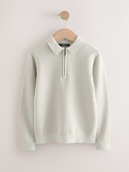 Dsiney Kidz - Grey Long Sleeve Zip Neck Knitted Polo Shirt (3-16yrs) image 6