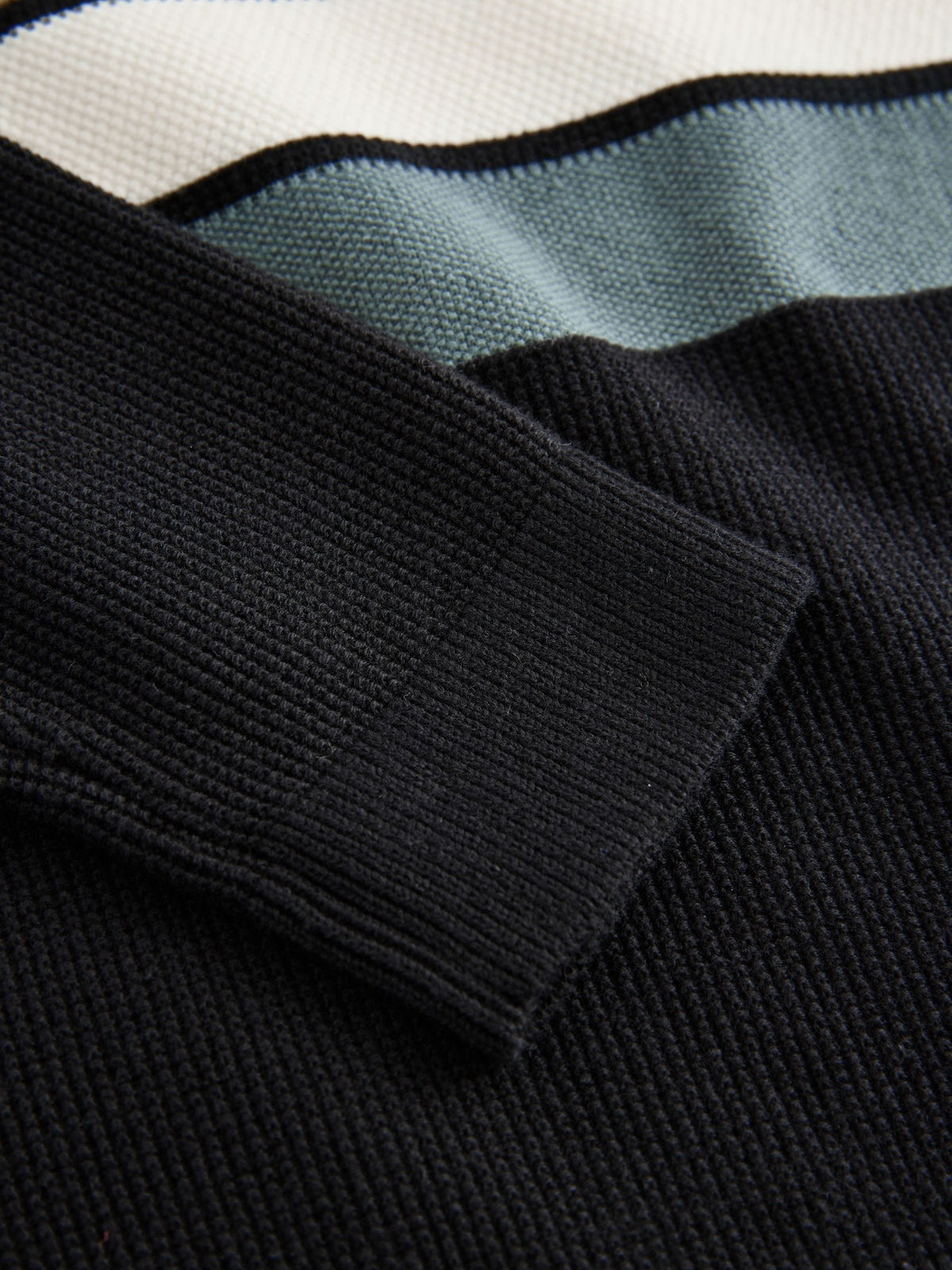 Dsiney Kidz - Black Stripe Long Sleeve Zip Neck Knitted Polo Shirt (3-16yrs) image 7