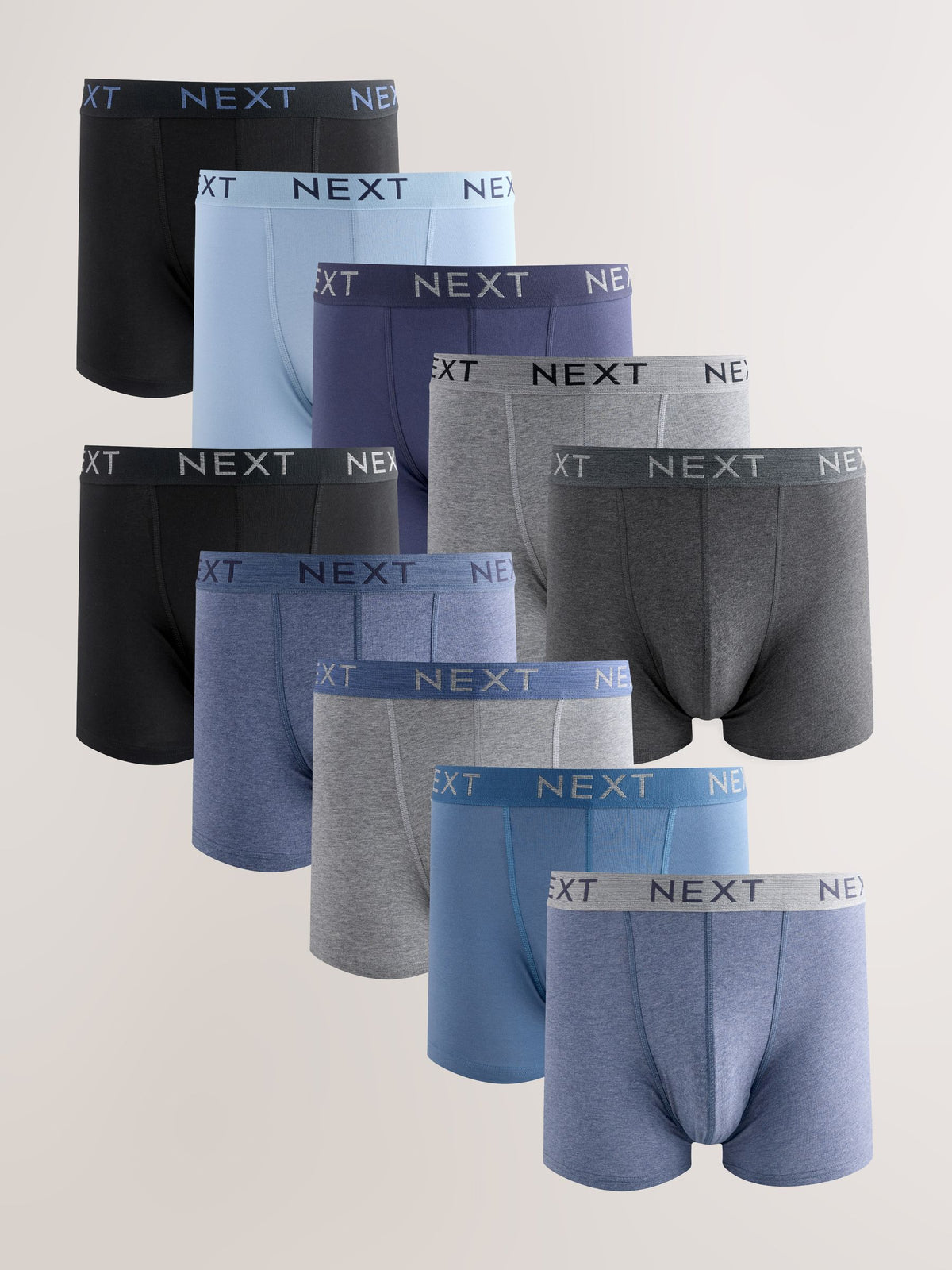 Dsiney Kidz - Blue/Grey/Black Cotton Rich Trunk Boxers 10 Pack image 1