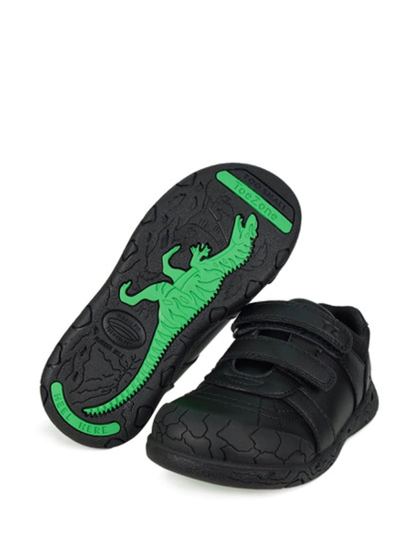 Toezone Black Rebel Dinosaur Print School Shoes image 3