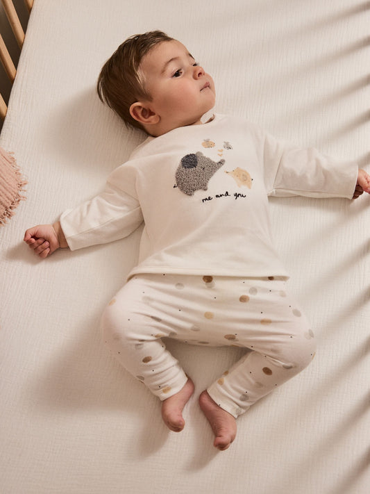 White Delicate Safari Top and Leggings Baby Set (0mths-2yrs) image 1
