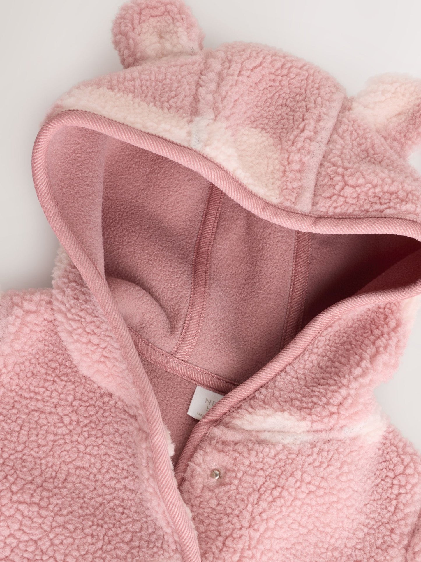 Pink Tonal Heart Printed Borg Baby Jacket (0mths-2yrs)