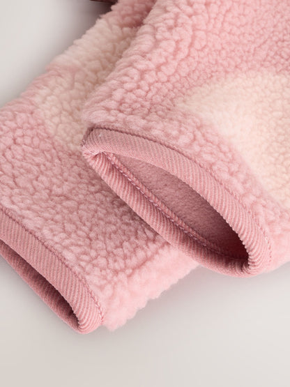 Pink Tonal Heart Printed Borg Baby Jacket (0mths-2yrs)