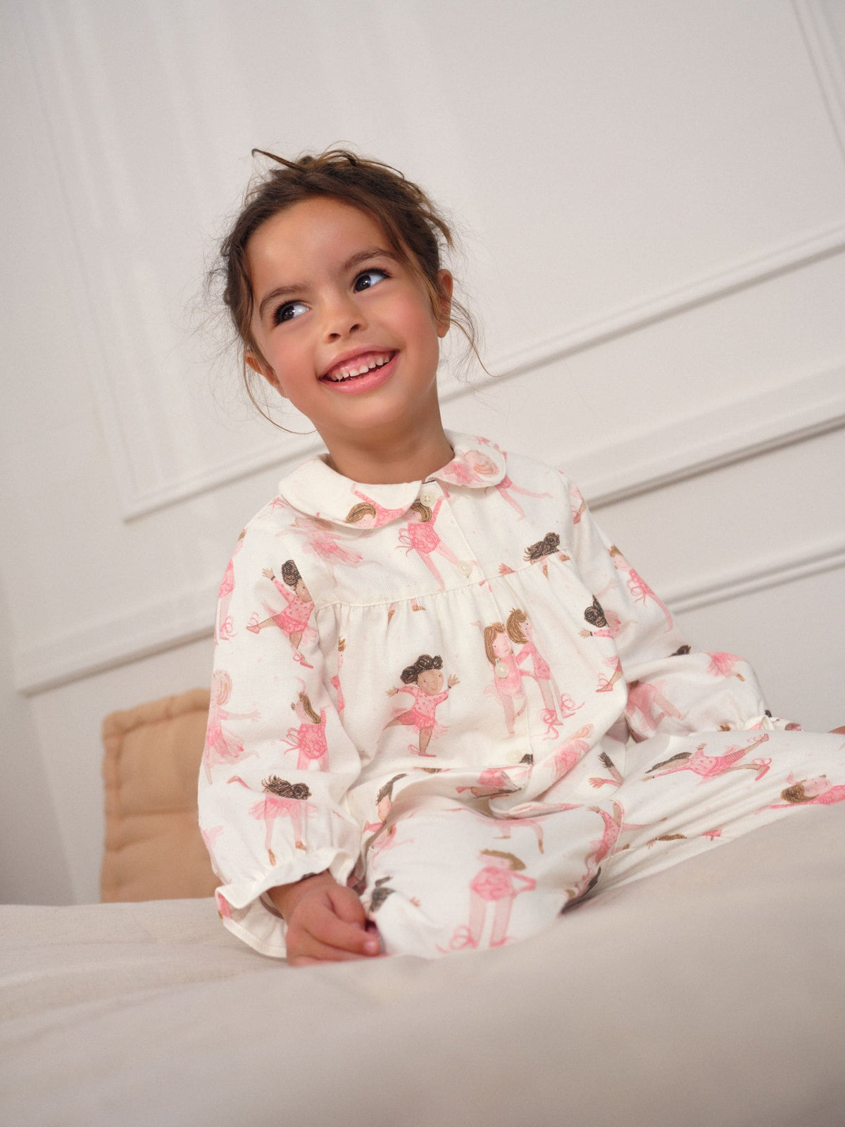 Dsiney Kidz - Ecru/Pink Ballerina Woven Button Through Pyjamas (9mths-10yrs) image 3