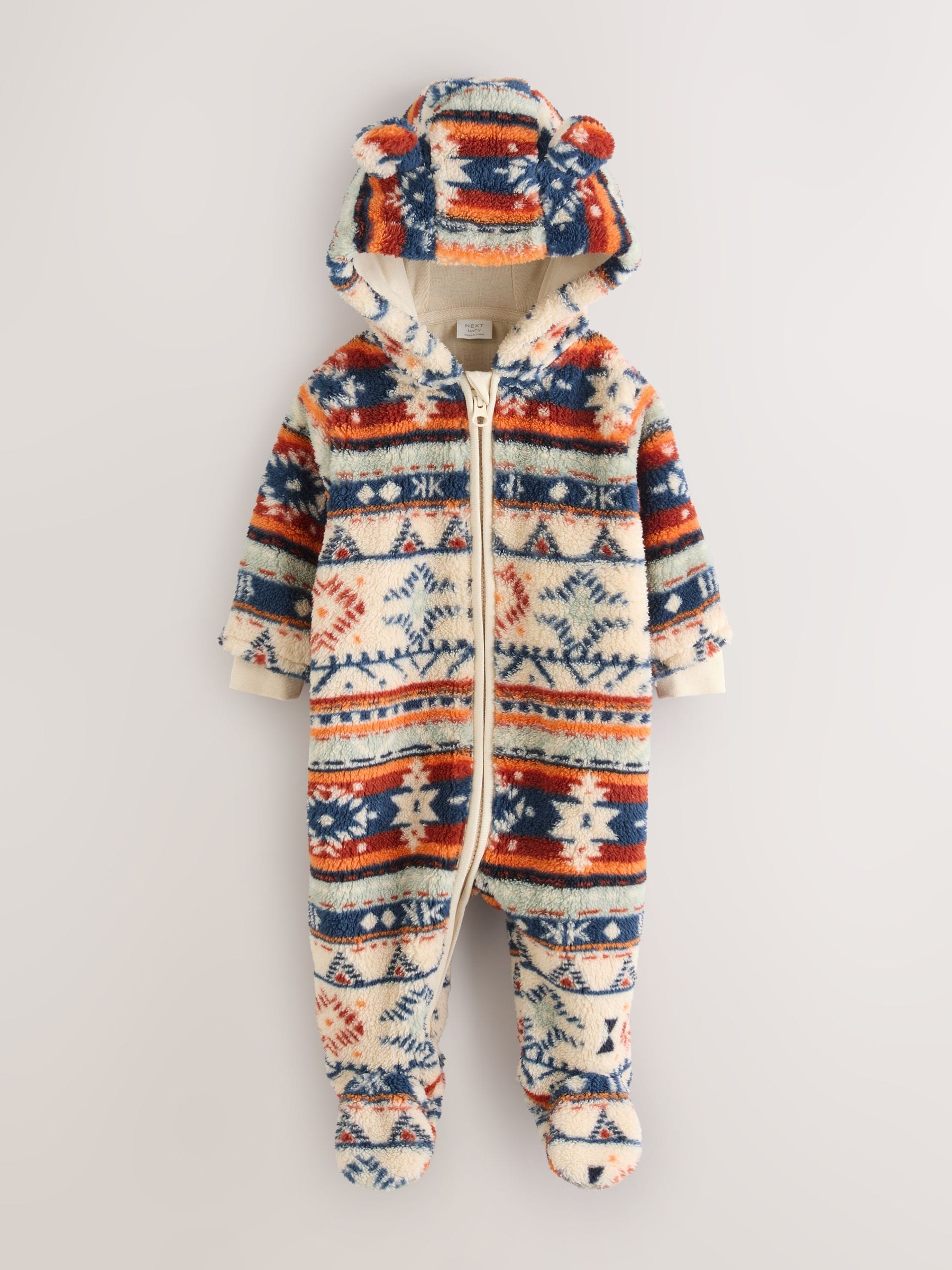 Dsiney Kidz - White Fairisle Pattern Zip Through Fleece Baby Pramsuit (0mths-2yrs) image 7