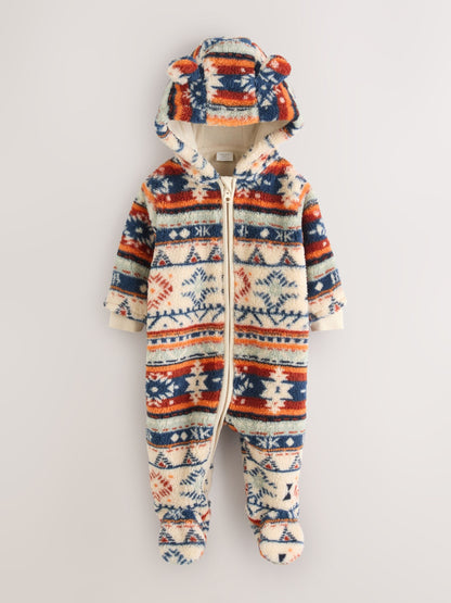 Dsiney Kidz - White Fairisle Pattern Zip Through Fleece Baby Pramsuit (0mths-2yrs) image 7
