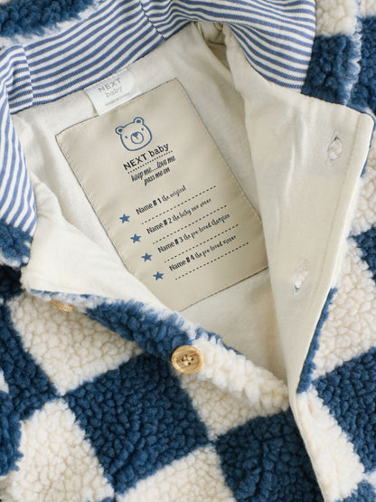 Blue Checkerboard Borg Hooded Baby Pramsuit (0mths-2yrs) - image 12