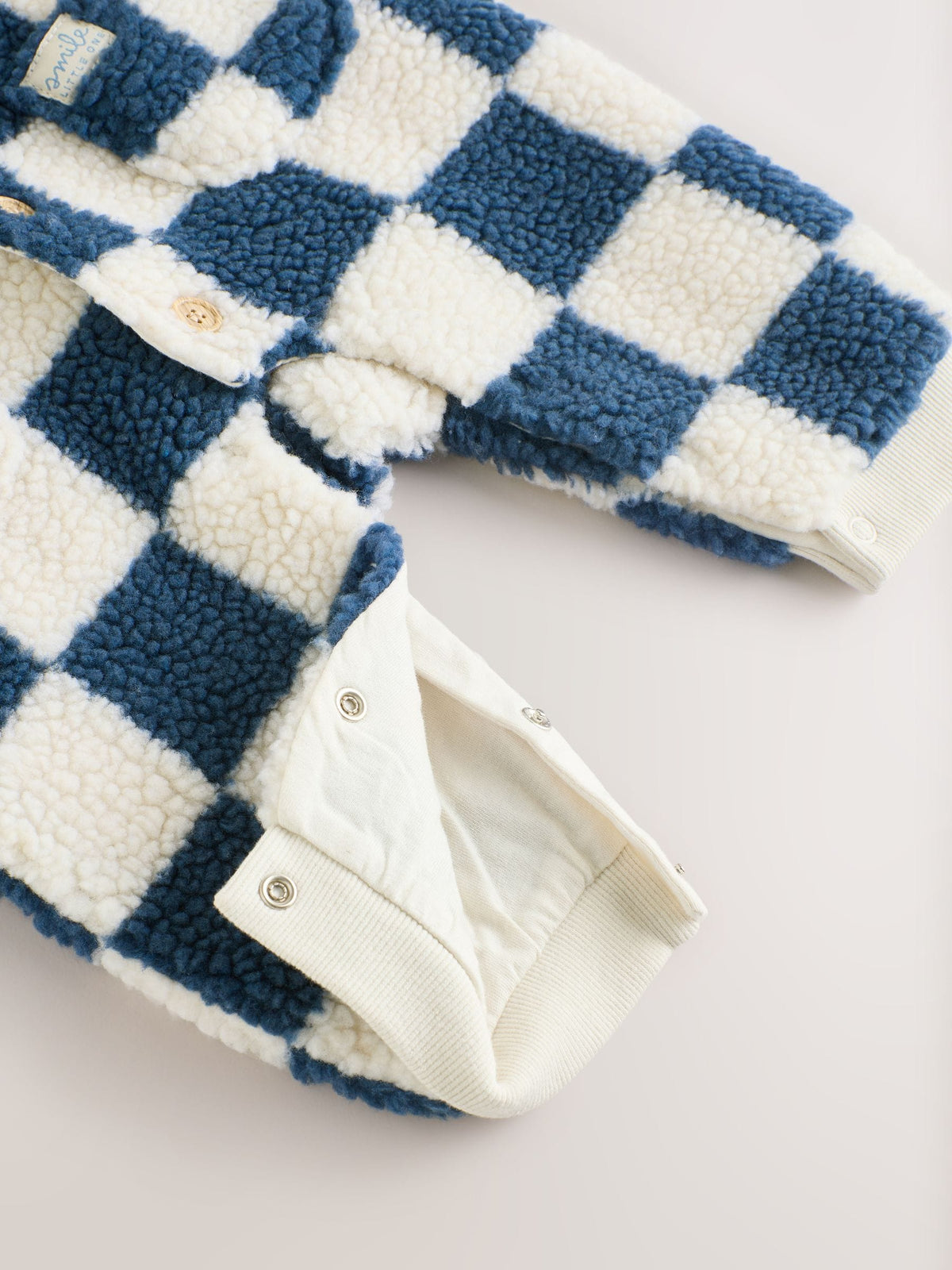 Blue Checkerboard Borg Hooded Baby Pramsuit (0mths-2yrs) - image 14